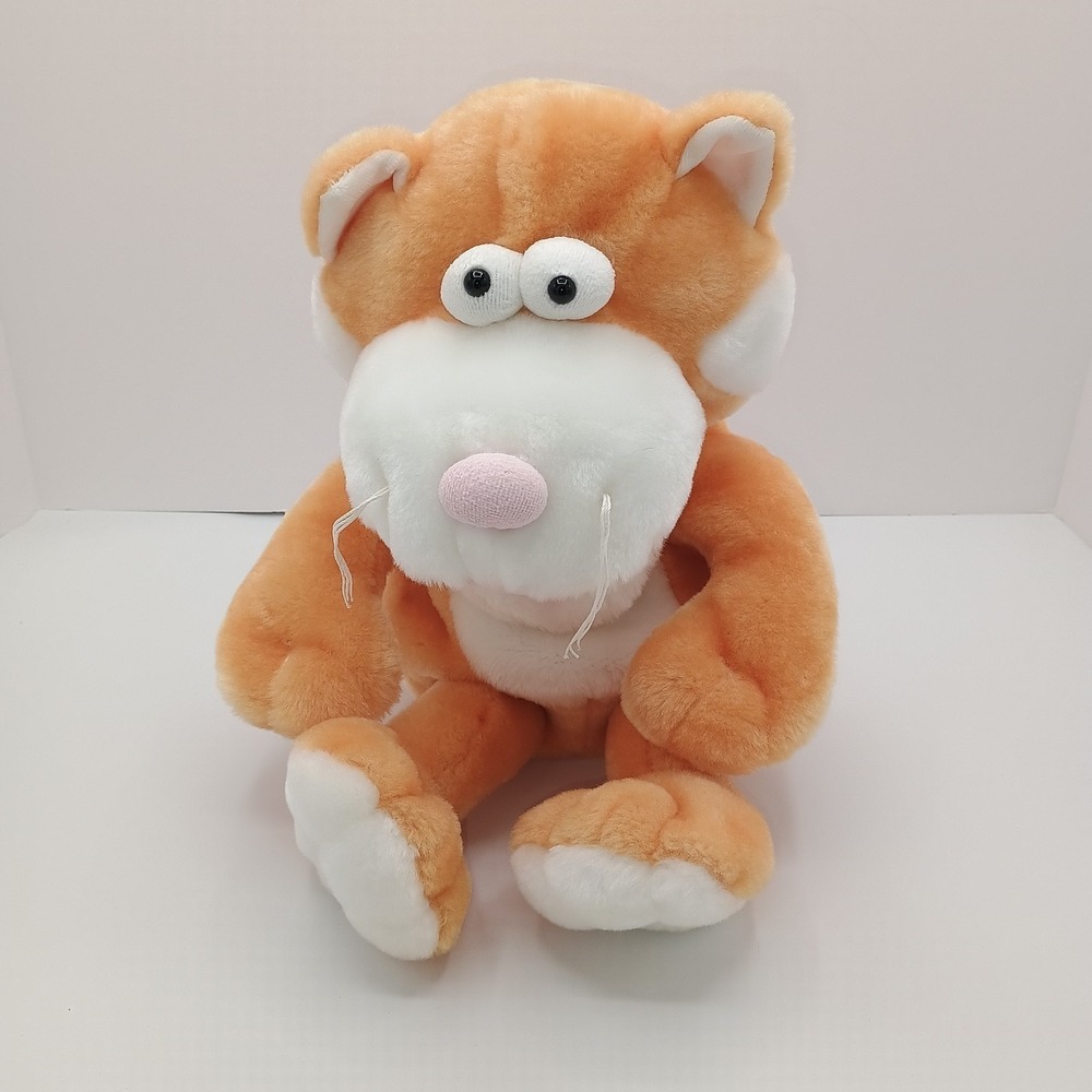 15" GANZ H6296 Orange White MUSICAL  Kitty Cat PLUSH Puppet WORKS GREAT! B1